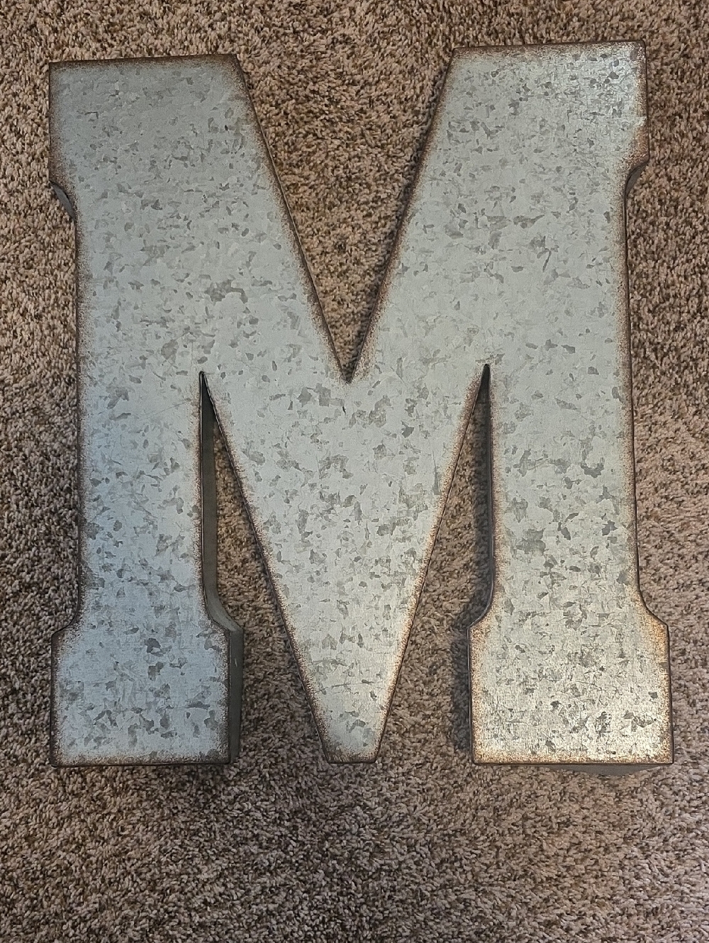 Large Galvanized Metal Letter M Wall Decor - Silver